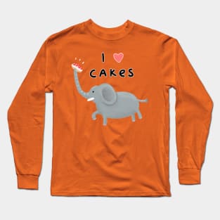 Elephant Loves Cakes Long Sleeve T-Shirt